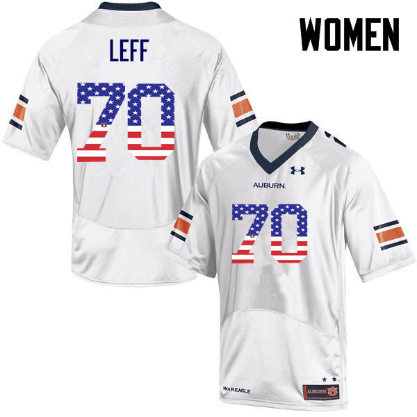 Auburn Tigers Women's Robert Leff #70 White Under Armour Stitched College USA Flag Fashion NCAA Authentic Football Jersey TGK1474XS